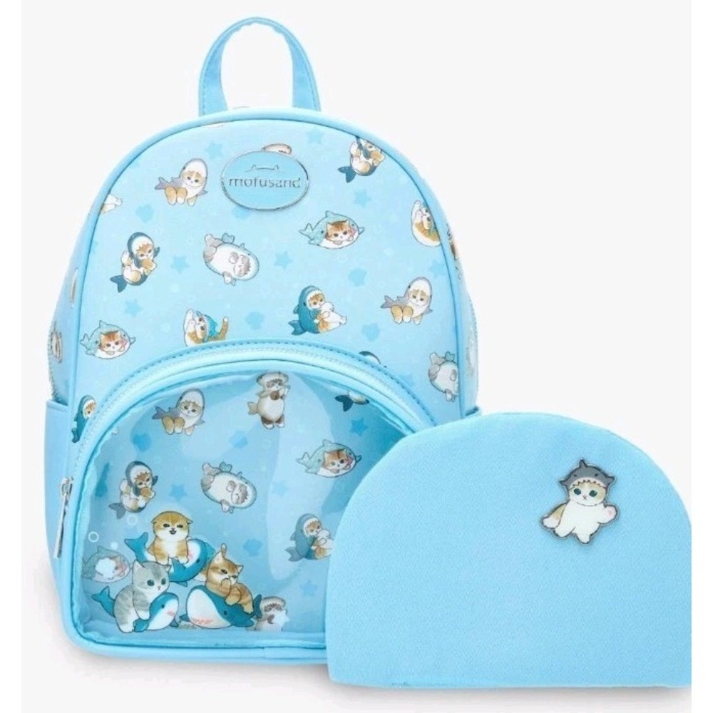 NEW Her Universe Mofusand‎ Kittens Sharks Pin Collector Mini Blue Backpack +PIN